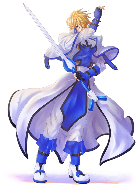 ky kiske, arc system works, guilty gear, blonde hair, blue eyes, male focus, sword, weapon
