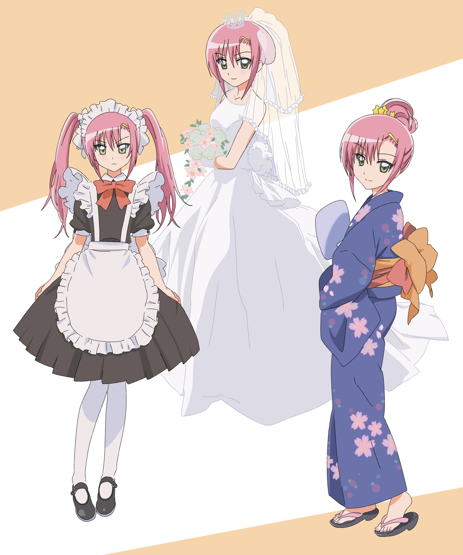 katsura hinagiku, hayate no gotoku!, highres, long hair, pantyhose, pink hair, smile