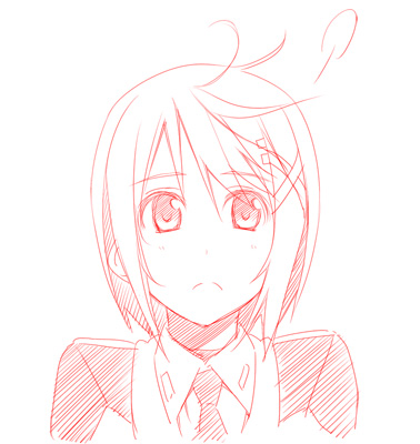 himura kiseki, yagami hayate, lyrical nanoha, mahou shoujo lyrical nanoha, mahou shoujo lyrical nanoha strikers, lowres, 00s, 1girl, ahoge, female focus, hair ornament, military, military uniform, monochrome, necktie, pink theme, red theme, simple background, solo, white background, x hair ornament