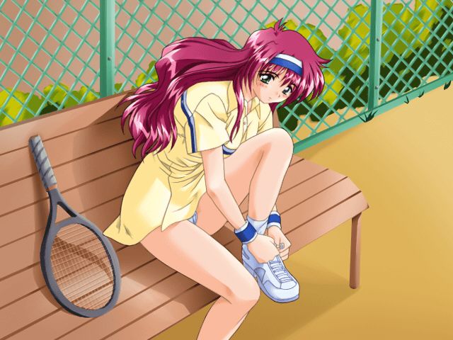 love forever, hairband, long hair, panties, pink hair, racket, tennis, tennis racket, underwear, upskirt, wristband