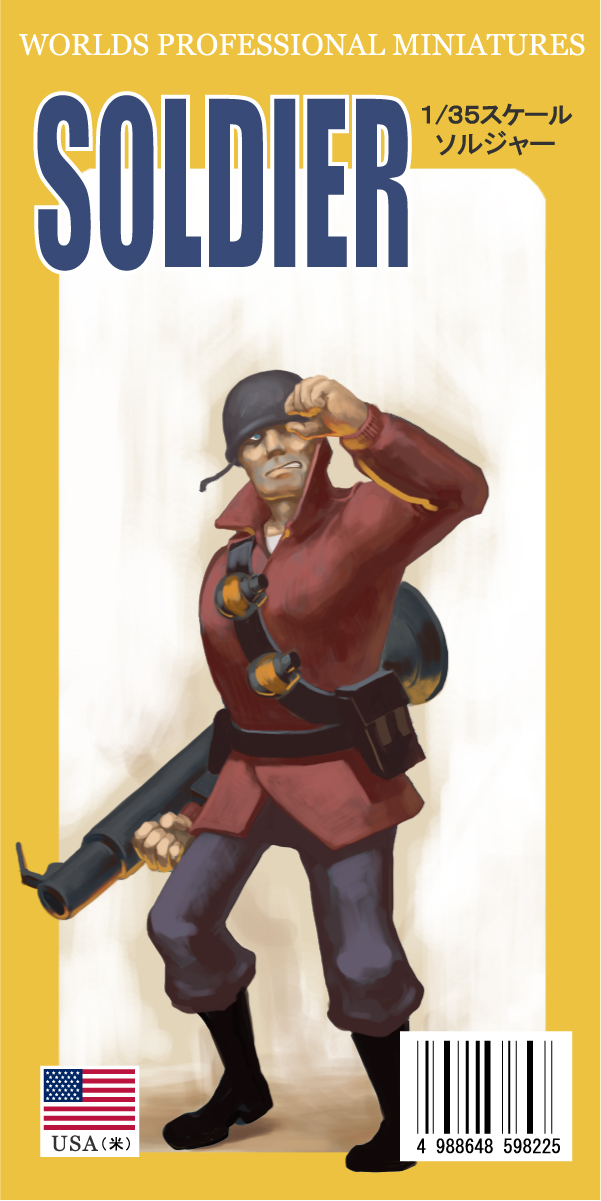 who93, red soldier (tf2), soldier (tf2), team fortress 2, highres, 1boy, bandolier, belt, coat, explosive, grenade, gun, helmet, male focus, military coat, rocket launcher, solo, weapon