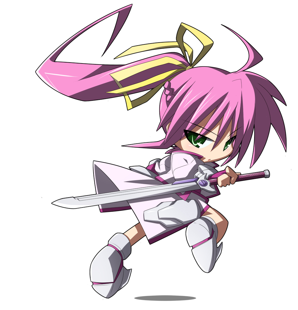 bibi02, laevatein (nanoha), signum, lyrical nanoha, mahou shoujo lyrical nanoha, mahou shoujo lyrical nanoha a's, mahou shoujo lyrical nanoha strikers, 00s, chibi, long hair, pink hair, ponytail, sword, weapon, whip sword
