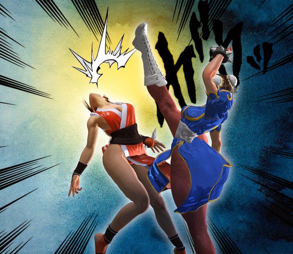 chun-li, shiranui mai, capcom, street fighter, non-web source, ryona