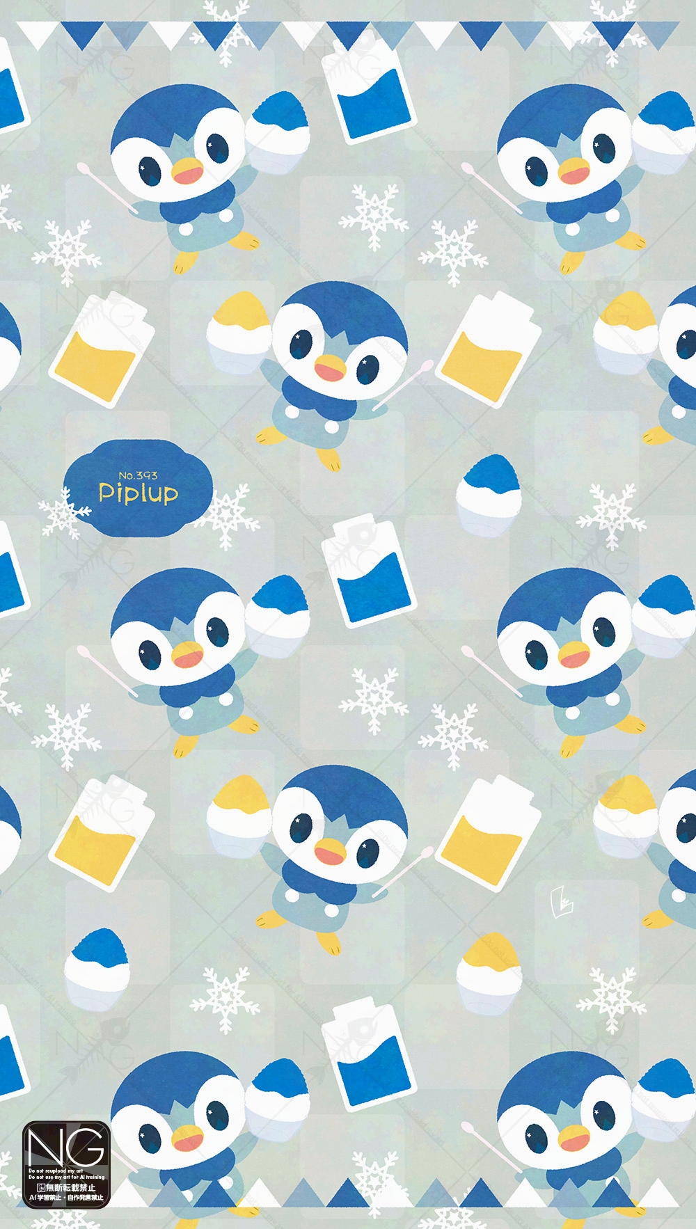 meme (sleepsheep), piplup, nintendo, pokemon, highres, animal focus, bird, blue eyes, character name, food, gen 4 pokemon, holding, holding shaved ice, holding spoon, ice cream spoon, no humans, open mouth, penguin, pokemon (creature), pokemon focus, shaved ice, smile, snowflakes, spoon, star (symbol), star in eye, symbol in eye, syrup