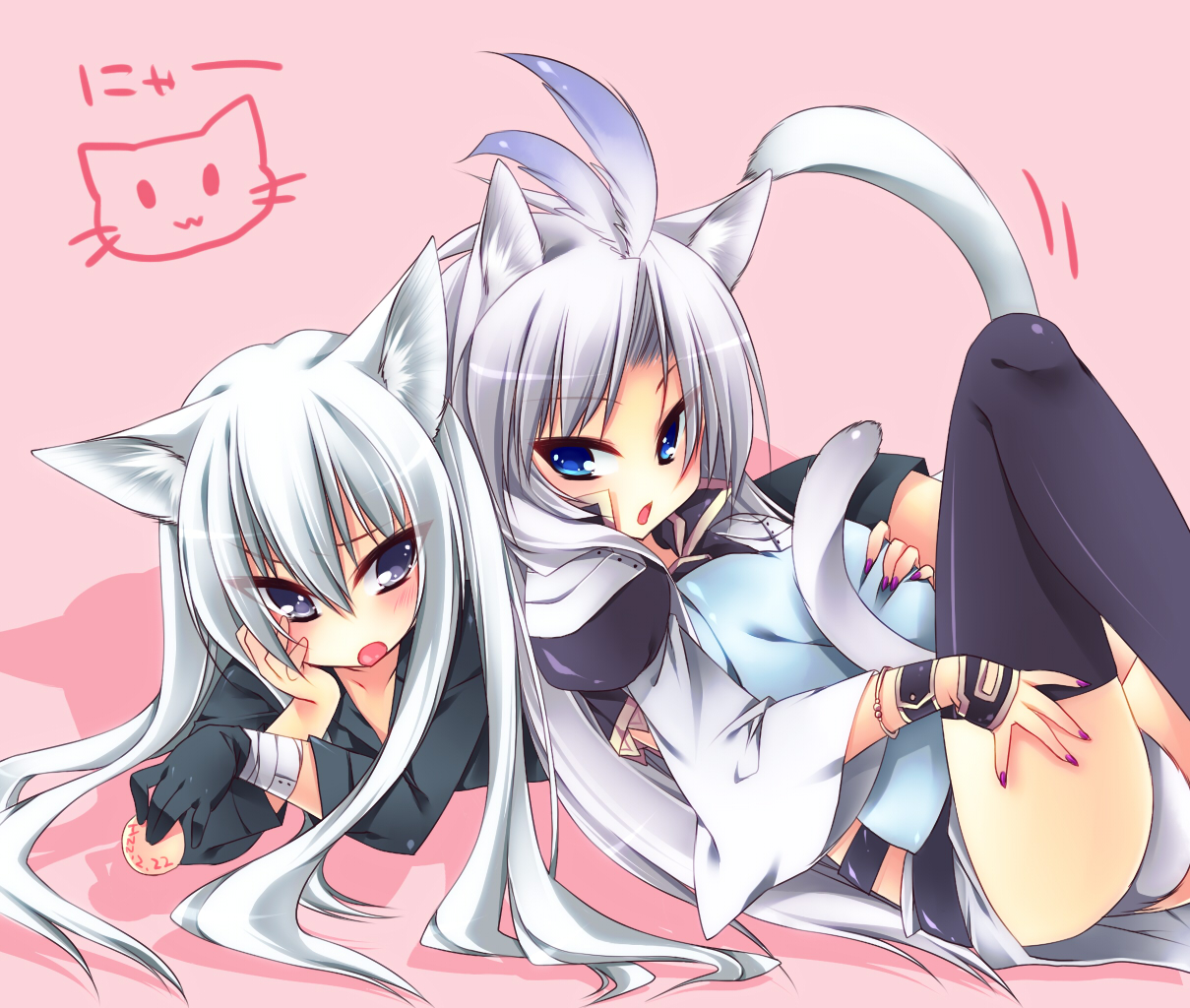 sagami rin, kuja, superbi squalo, final fantasy, final fantasy ix, katekyo hitman reborn!, silver hair, 00s, 2boys, long hair, male focus, multiple boys, trap