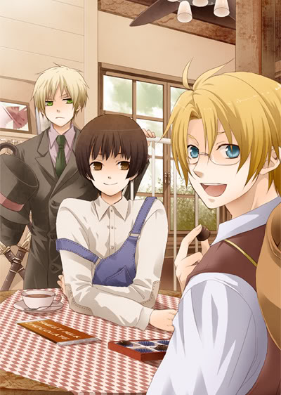 america (hetalia), japan (hetalia), united kingdom (hetalia), axis powers hetalia, 3boys, male focus, multiple boys