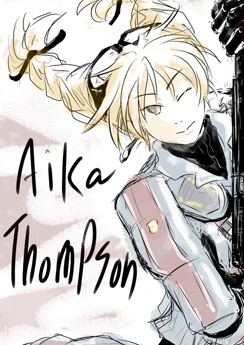 kaeru13, aika (eternal arcadia), eternal arcadia, senjou no valkyria, senjou no valkyria (series), senjou no valkyria 1, 00s, 1girl, braid, brown eyes, female focus, goggles, long hair, military, military uniform, one eye closed, orange hair, solo, twin braids, wink