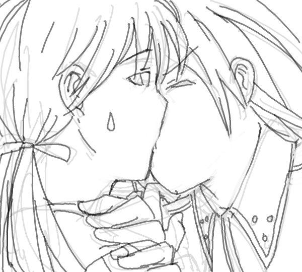 bai lao shu, eila ilmatar juutilainen, gertrud barkhorn, strike witches, world witches series, 2girls, greyscale, kiss, monochrome, multiple girls, yuri