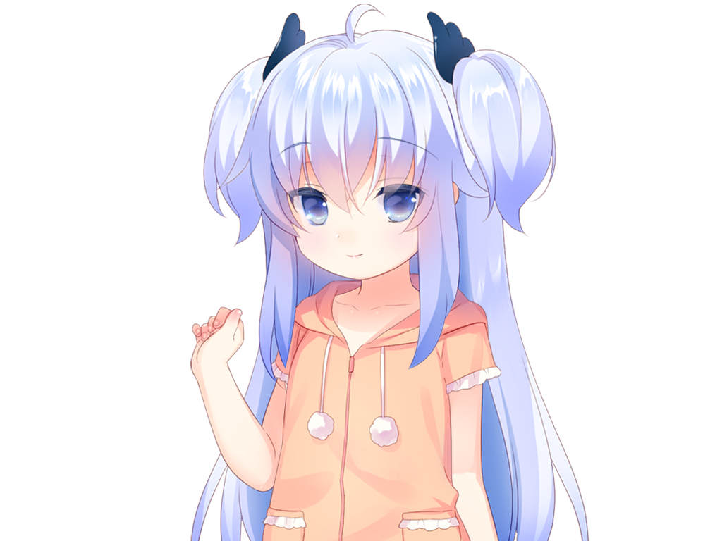 usashiro mani, sunao (harem futago lolita), harem futago lolita, game cg, large variant set, non-web source, variant set, 1girl, ahoge, blue eyes, blue hair, closed mouth, collarbone, drawstring, hair between eyes, hand up, hood, hood down, hoodie, long hair, looking at viewer, orange hoodie, orange pajamas, pajamas, pom pom (clothes), short sleeves, sidelocks, simple background, smile, solo, tachi-e, transparent background, two side up